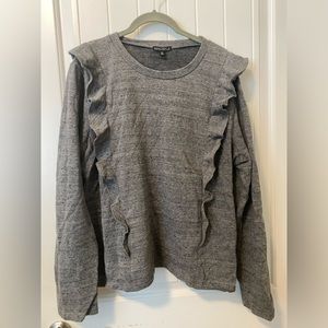J. Crew Factory Fleece Lined Sweatshirt with Ruffle Detail